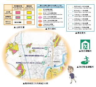 高城地区(川内地域)の防災マップの例
