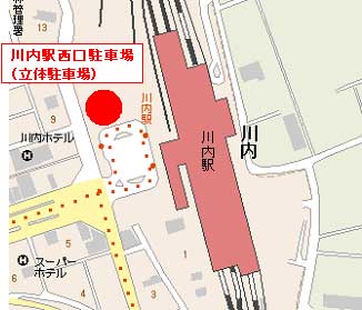 川内駅西口駐車場(立体駐車場)位置図