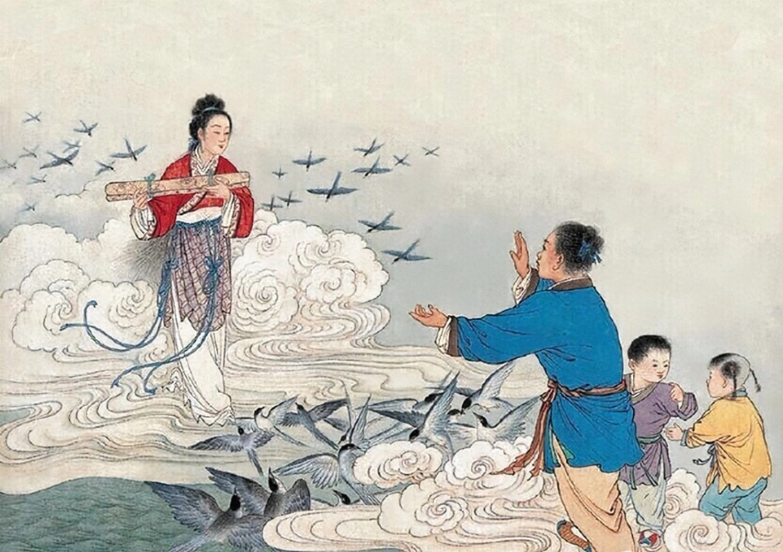 織姫と牛郎がカササギの橋で会う
