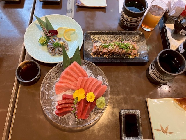 いちき串木野市のまぐろ、きびなご刺身、石原牛のローストビーフ