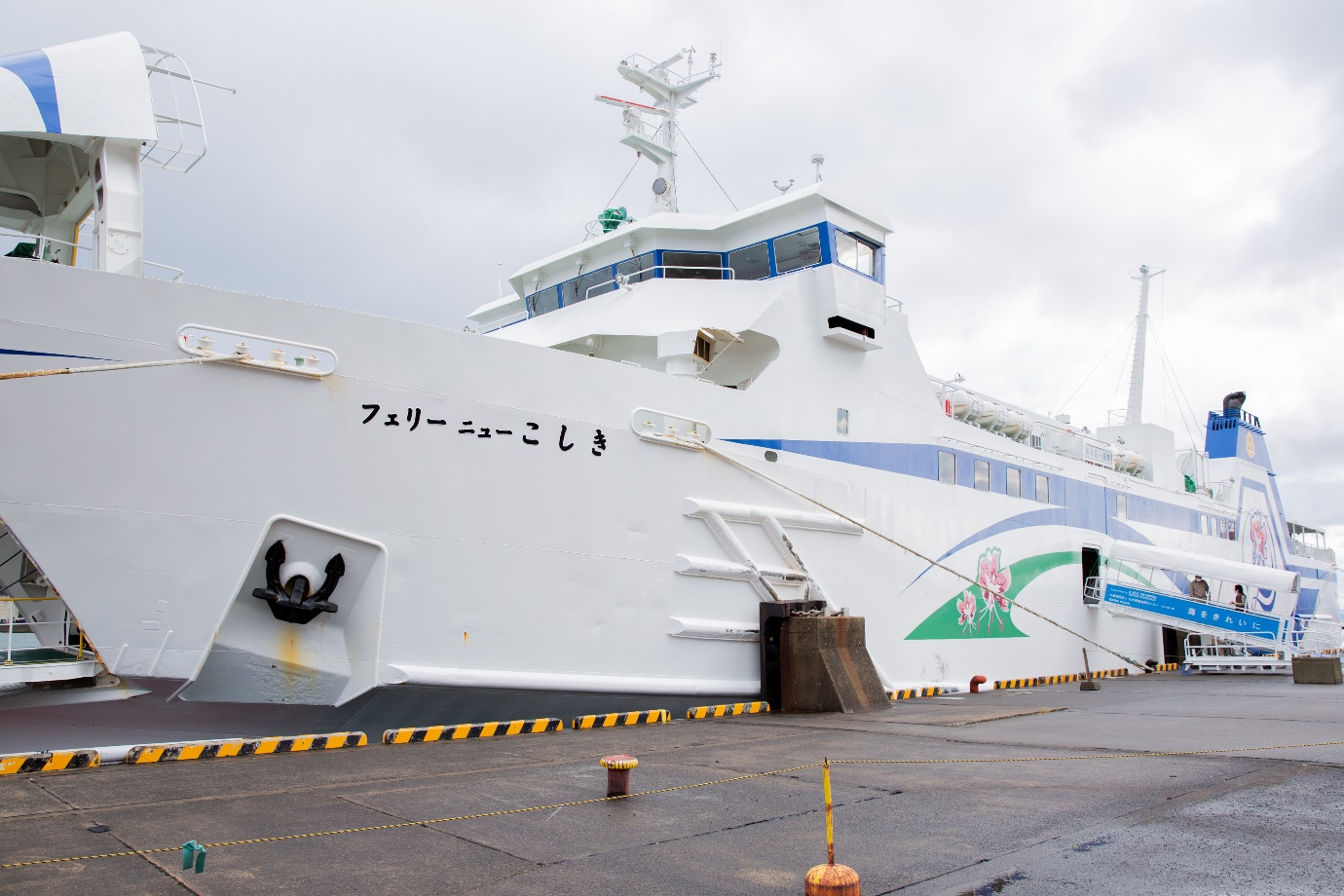 鹿児島県いちき串木野市と甑島を結ぶ「フェリー ニューこしき」。 現在、伊原さんは週に数回フェリーを利用して鹿児島市内と甑島を行き来している