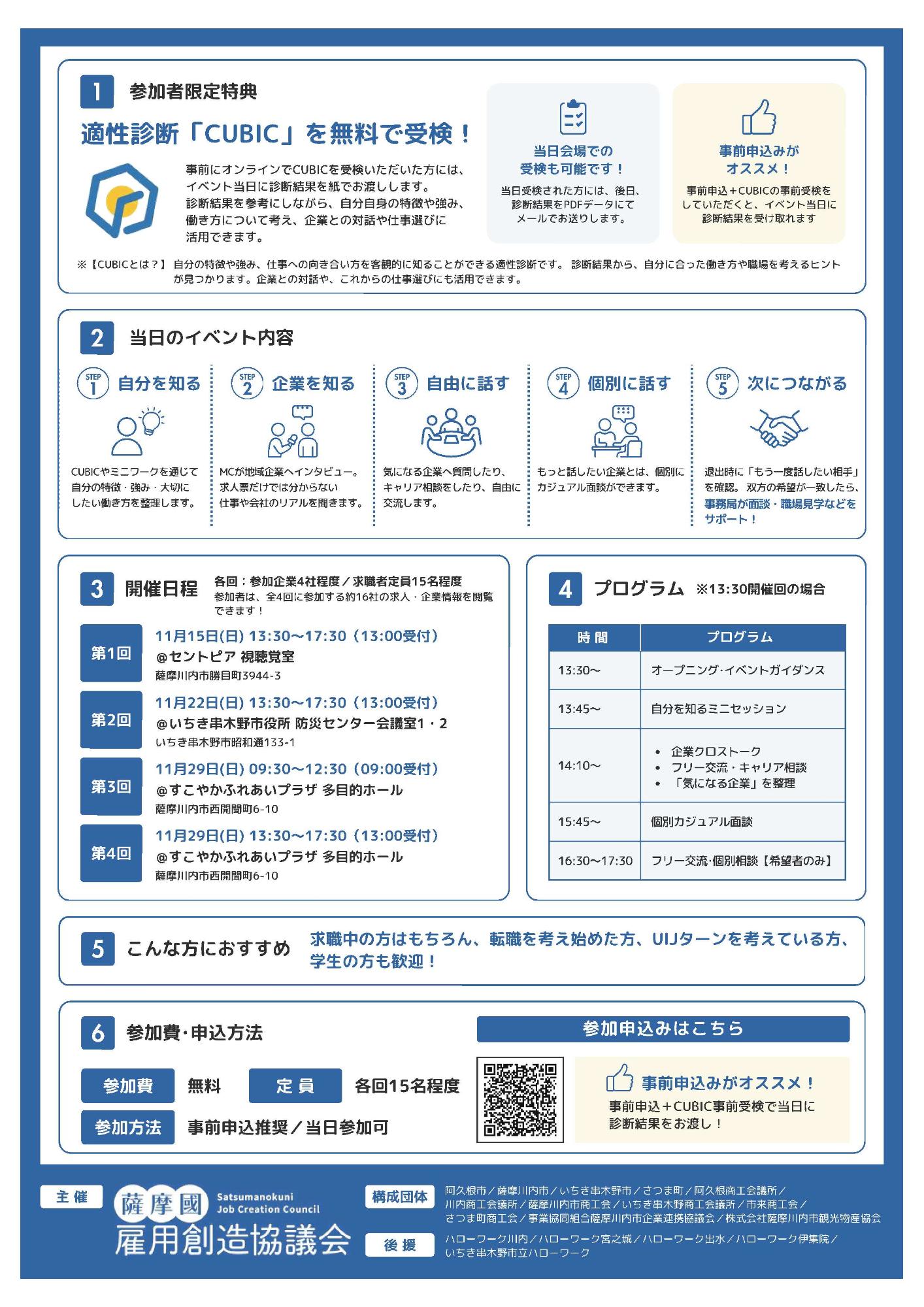 「じぶん発見・しごと発見マッチング」参加者募集チラシ裏
