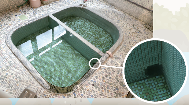 共同湯の浴槽の様子