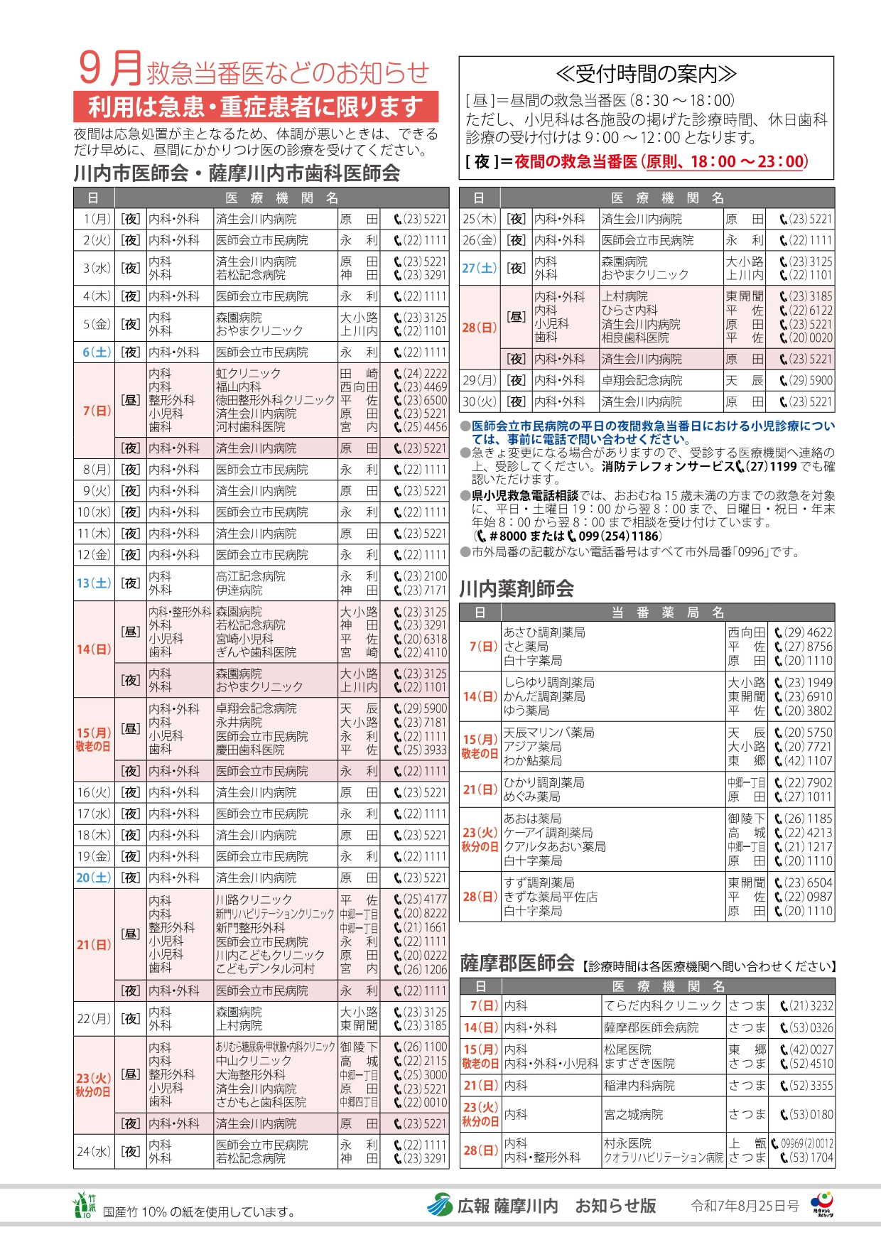9月当番医