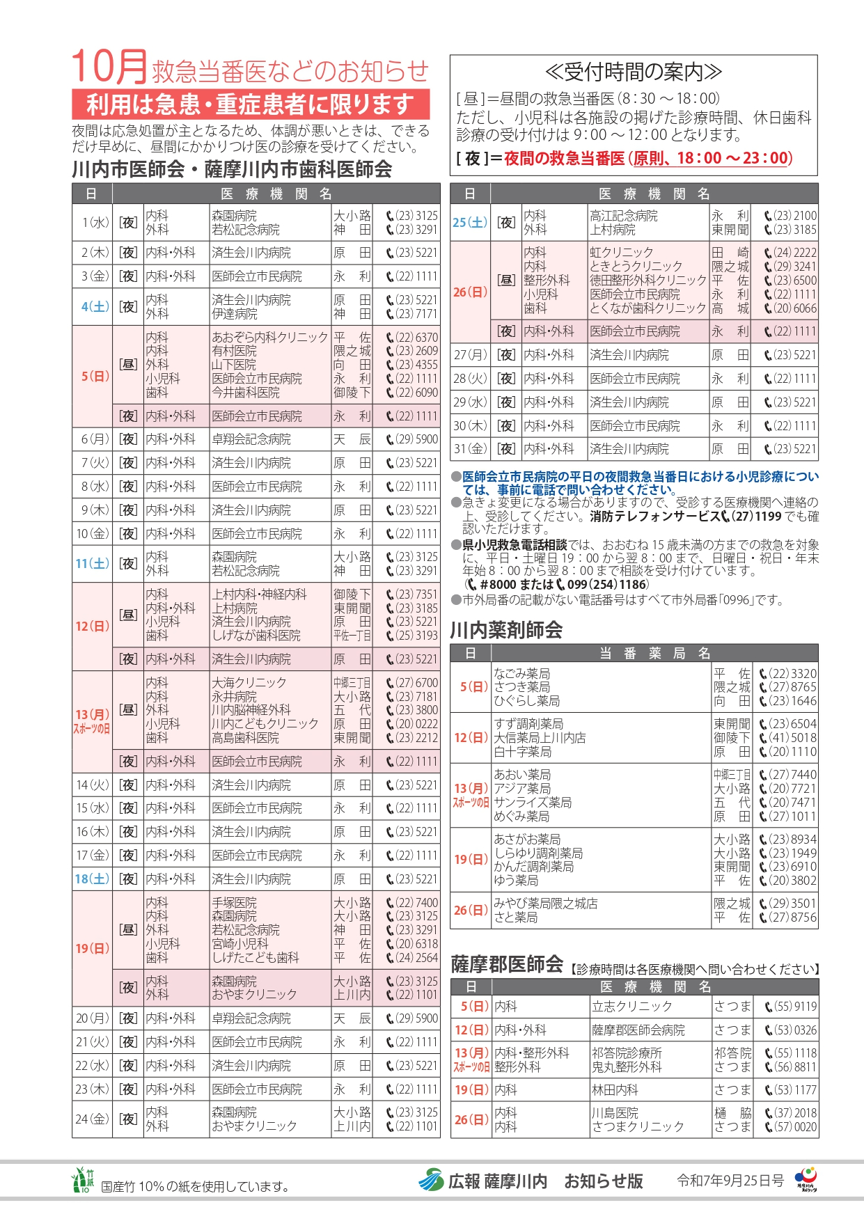 10月当番医