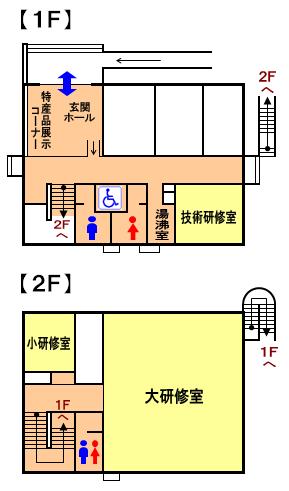 入来勤労者技術研修館の平面図