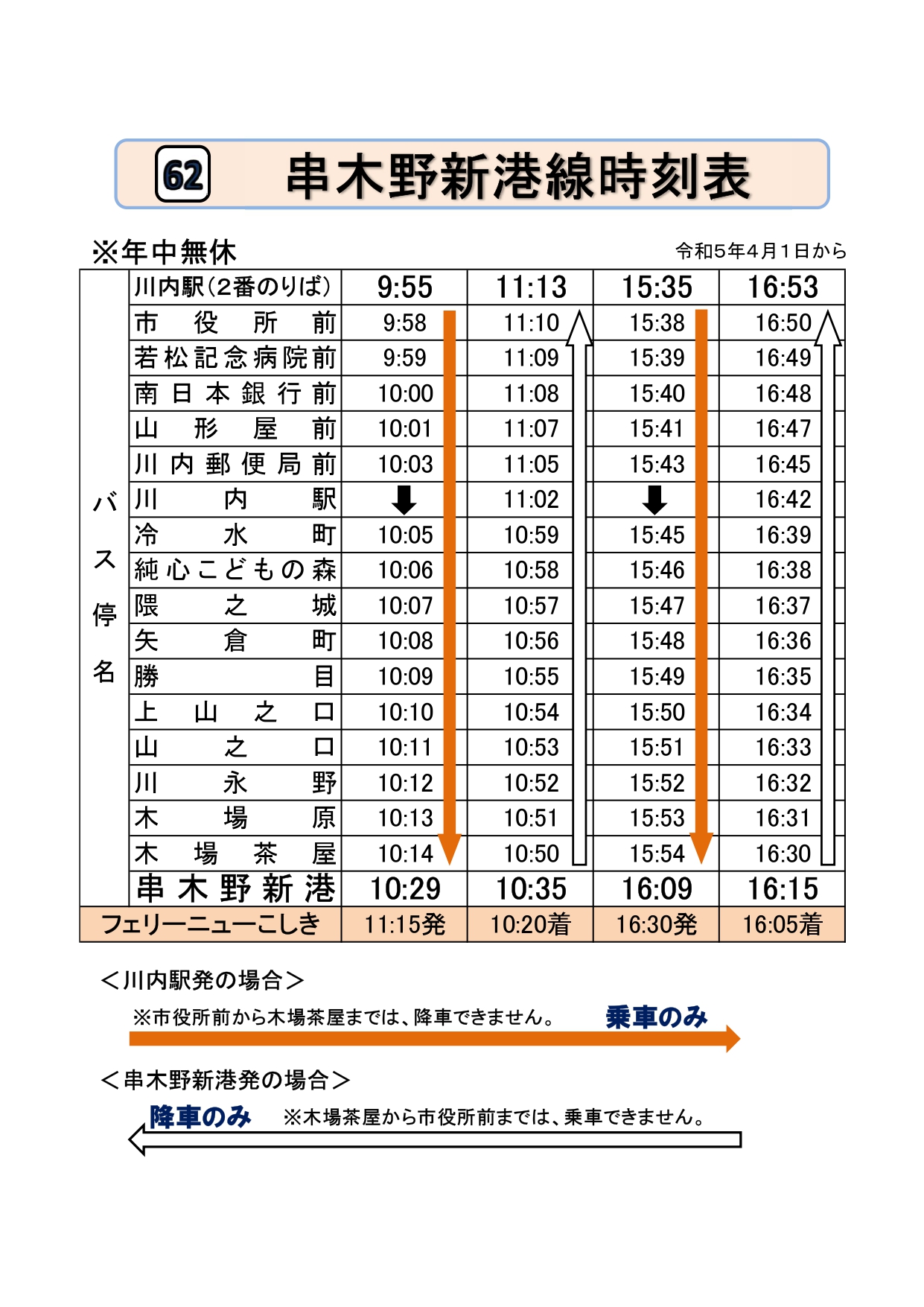 串木野新港線時刻表令和5年4月1日から