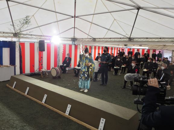 高城産業用地整備工事安全祈願祭の様子