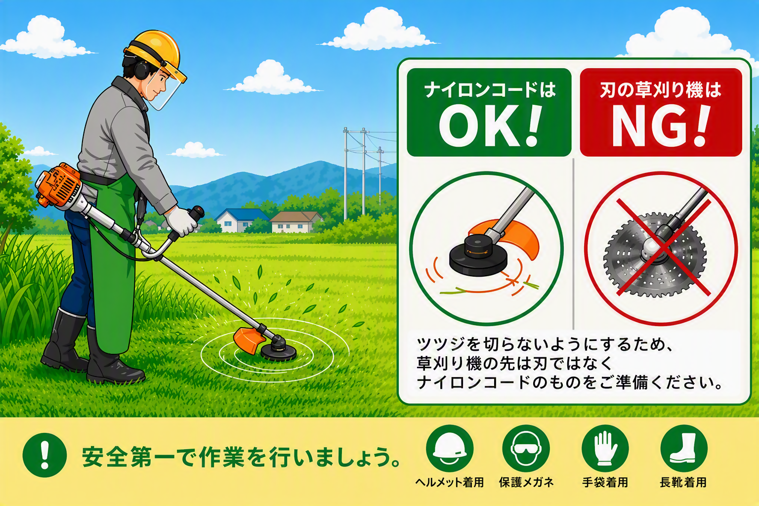 草刈り機の注意点