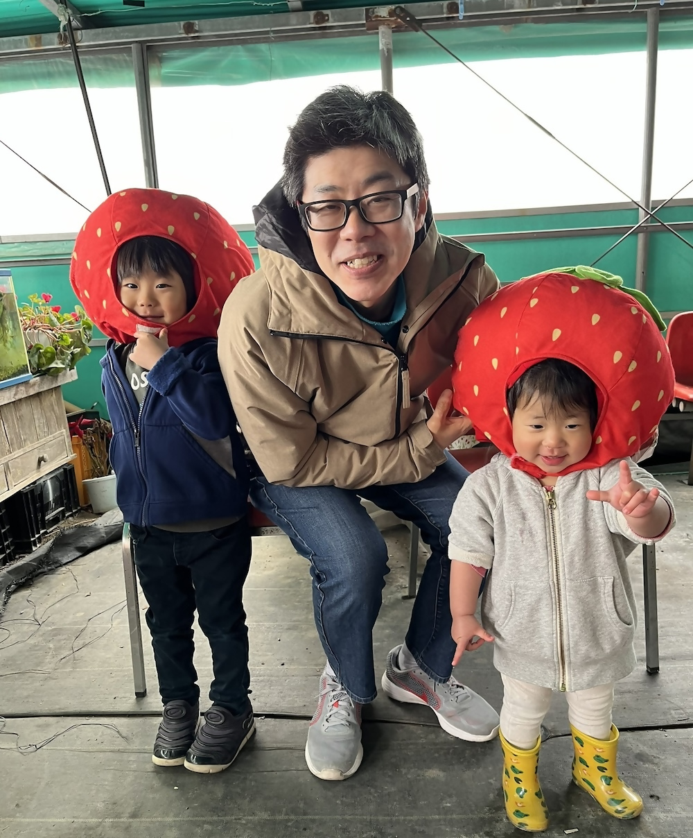 田島組中林さんと長男と長女の写真