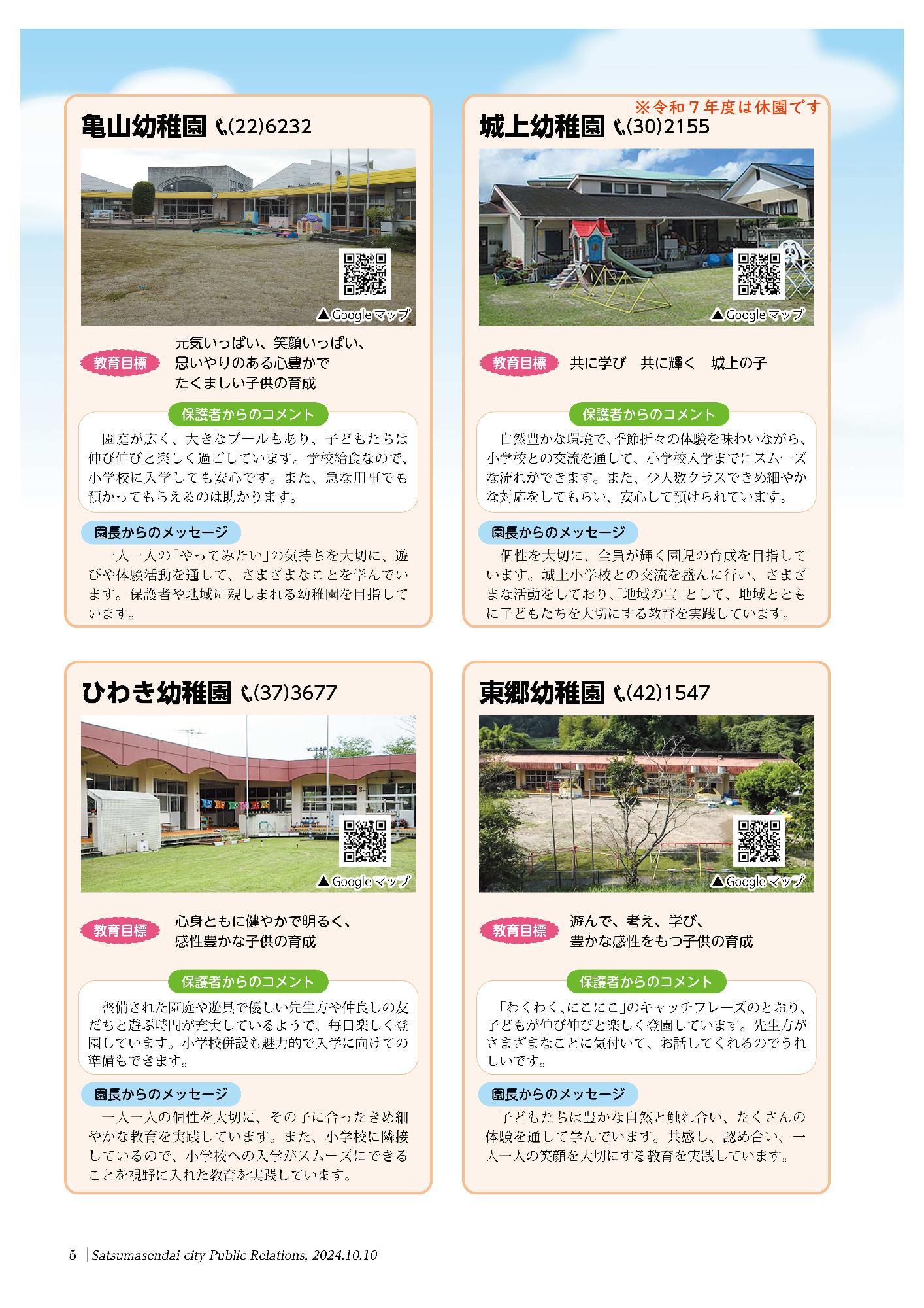 市立幼稚園紹介