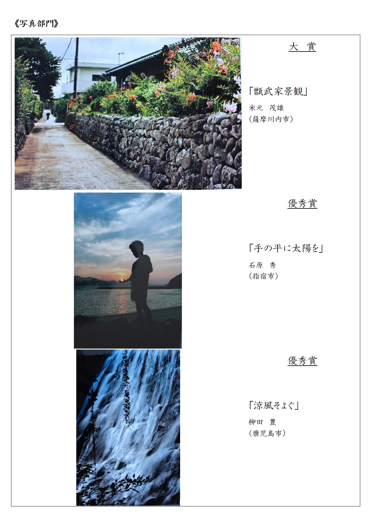第24回トンボロ芸術村コンテスト写真部門、大賞・優秀賞のコラージュ写真