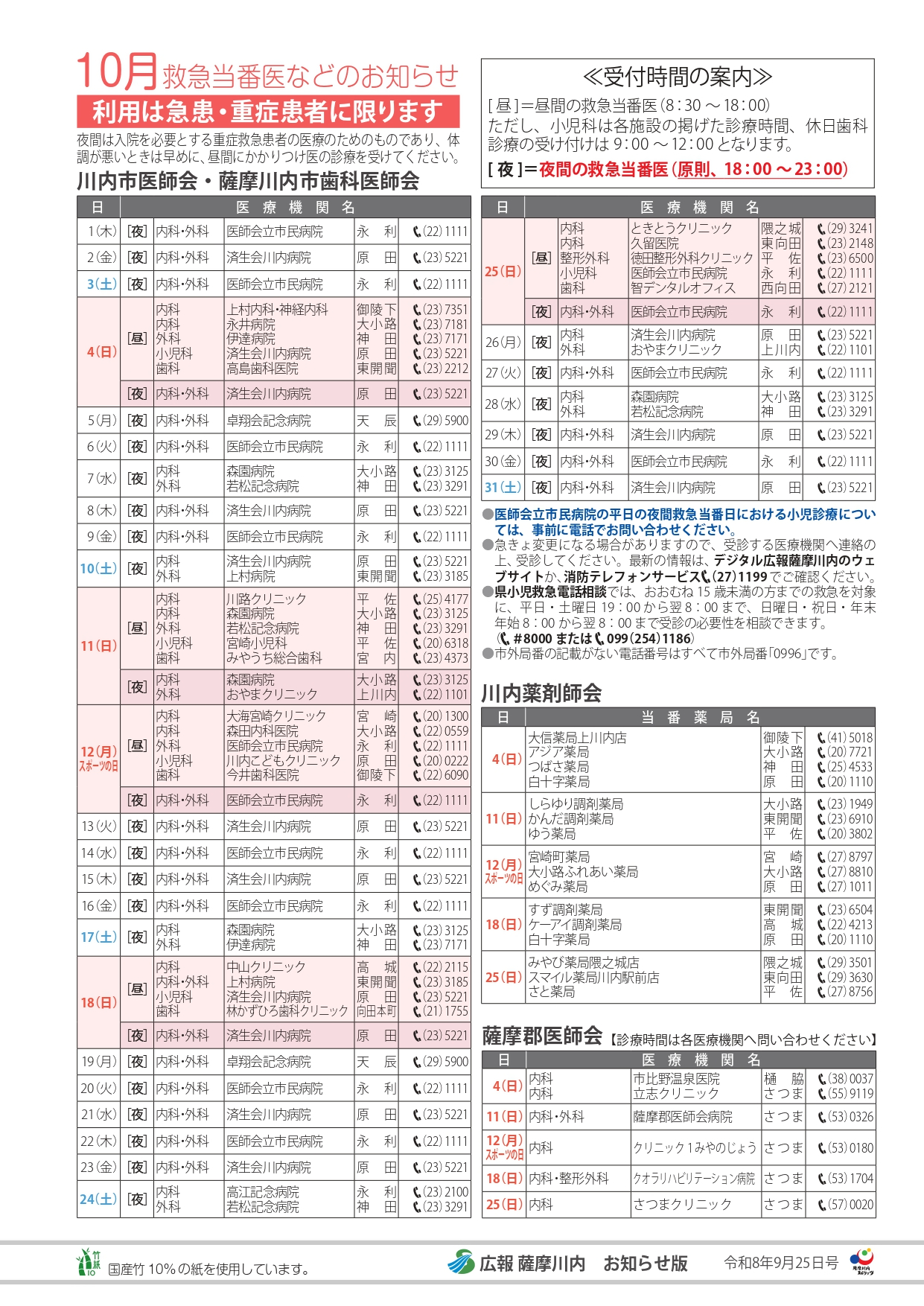 10月当番医