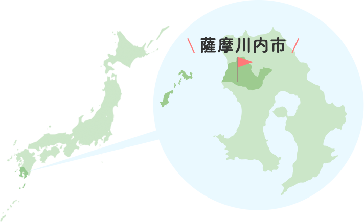 薩摩川内市の地図。薩摩川内市は鹿児島県の北西に位置する市。